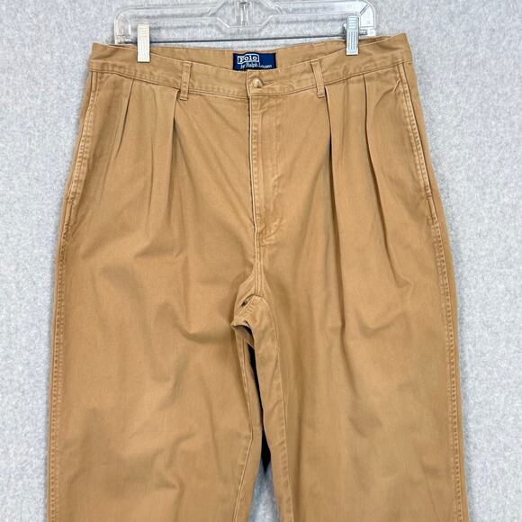 Vtg Polo Ralph Lauren Andrew Chino Pants Size 36x30 Pleated Preppy Old Money - Picture 5 of 16